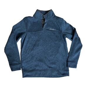 Eddie Bauer Radiator Fleece Pullover Sweater 1/4 Snap Navy Heather Size L Casual